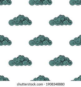 Vector seamless pattern with swirl clouds for textiles, notebooks, clothes, scrapbooks, backgrounds, wallpaper, illustration and other