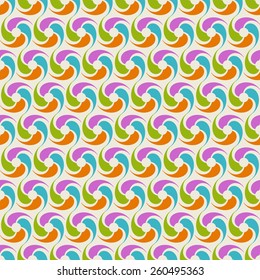 Vector seamless pattern with swirl element. Geometric vintage ornament. Color decorative illustration for print, web