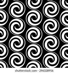 Vector seamless pattern with swirl element. Geometric vintage ornament. Black and white decorative illustration for print, web
