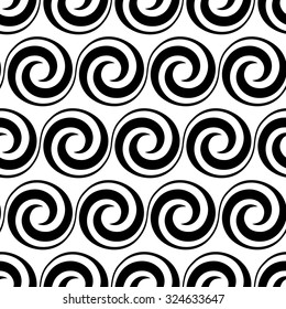 Vector seamless pattern with swirl element. Geometric vintage ornament. Black and white decorative illustration for print, web