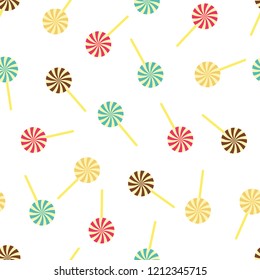 Vector seamless pattern of swirl lollipops. Candies seamless pattern.
