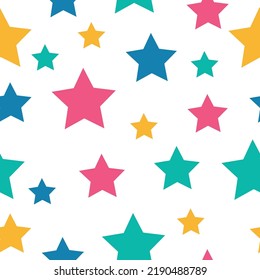 Vector seamless pattern swirl multicolored background Stars seamless pattern. Festive Stars Wallpaper.