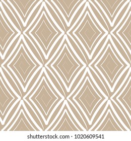 Vector seamless pattern with swirling rhombuses. Modern stylish texture.Light brown and white