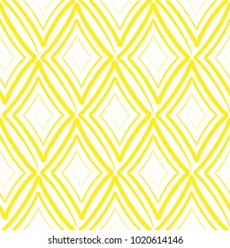 Vector seamless pattern with swirling rhombuses. Modern stylish texture.White and yellow