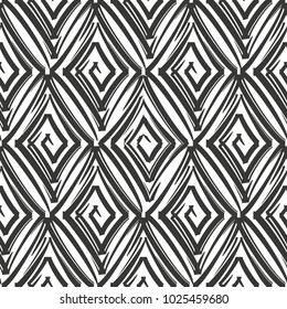 Vector seamless pattern with swirling rhombuses.Modern stylish texture.Black and white
