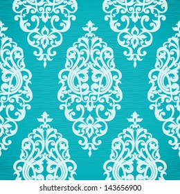 Vector seamless pattern with swirls and floral motifs.  Victorian background of bright colors.