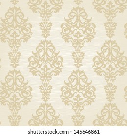Vector seamless pattern with swirls and floral motifs in retro style. Victorian background of light color.