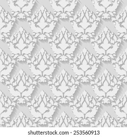Vector seamless pattern with swirls and floral motifs.