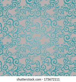 Vector seamless pattern with swirls motifs. Grey scroll work background. It can be used for wallpaper, pattern fills, web page background, surface textures.
