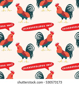 Vector seamless pattern with the symbol of the New Year. Year of the Rooster 