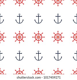 Vector seamless pattern. Symmetrical background, nautical theme. Template for wrapping, backgrounds, fabric, prints, decor, surface.