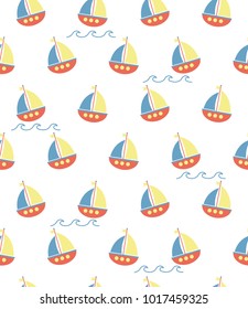 Vector seamless pattern. Symmetrical background, nautical theme. Template for wrapping, backgrounds, fabric, prints, decor, surface.