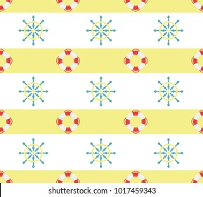 Vector seamless pattern. Symmetrical background, nautical theme. Template for wrapping, backgrounds, fabric, prints, decor, surface.
