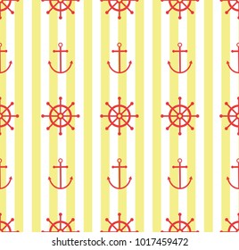 Vector seamless pattern. Symmetrical background, nautical theme. Template for wrapping, backgrounds, fabric, prints, decor, surface.