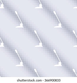 Vector seamless pattern, symmetrical background with microphone over blue background. Series of Technology Seamless Patterns.