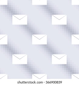 Vector seamless pattern, symmetrical background with envelopes over blue background. Series of Technology Seamless Patterns.