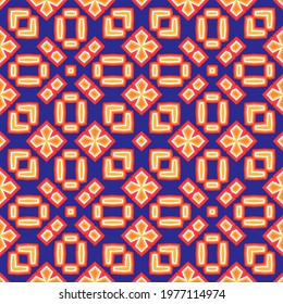 Vector seamless pattern with symmetrical geometric ornament. Textile design. 