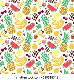 Vector seamless pattern of tastes. Endless background. Color print on white background 