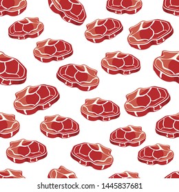 vector seamless pattern with tasty beefsteaks