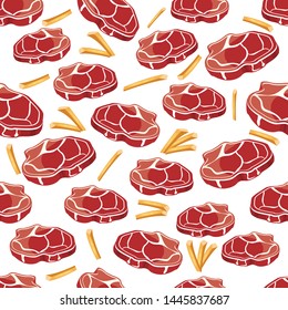 vector seamless pattern with tasty beefsteaks