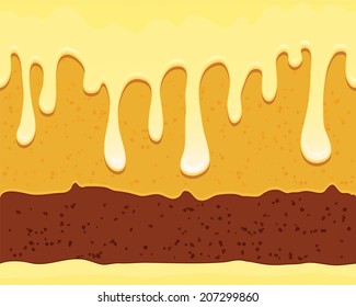 Vector seamless pattern with tasty layer cake and white  glaze