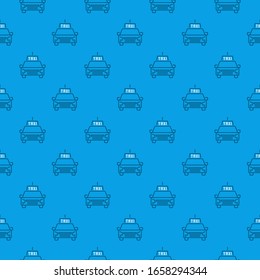 Vector seamless pattern with taxi car creative linear icon