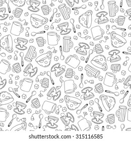Vector seamless pattern with tea theme 