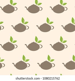 Vector seamless pattern with teapot. Tea background. Can be used for restaurant or cafe menu, design banners, wrapping paper, print on clothes. EPS10.