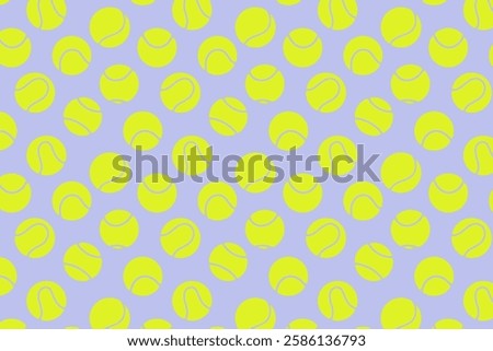 Vector seamless pattern with tennis ball on violet background.Monochrome art illustration for tournament illustration and sport designs.