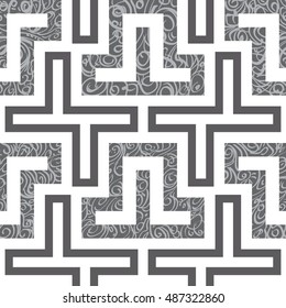 Vector Seamless Pattern for Textile Design. Geometrical Print with Decorative Art Lines