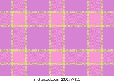 Vector seamless pattern. Textile fabric check. Tartan background texture plaid in violet and lime colors.
