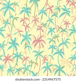 vector seamless pattern textile print palm tree silhouettes in pastel colors background