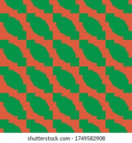 Vector seamless pattern texture background with geometric shapes, colored in orange and green colors.
