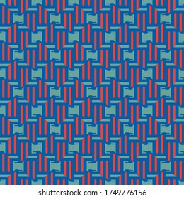 Vector seamless pattern texture background with geometric shapes, colored in blue and red colors.