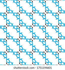 Vector seamless pattern texture background with geometric shapes, colored in blue, black and white colors.