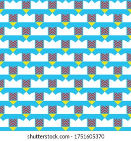 Vector seamless pattern texture background with geometric shapes, colored in blue, red, yellow and white colors.
