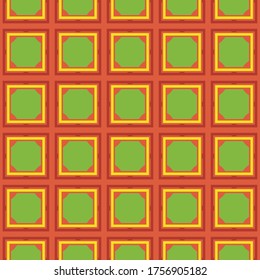 Vector seamless pattern texture background with geometric shapes, colored in orange, red, yellow and green colors.