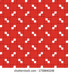 Vector seamless pattern texture background with geometric shapes, colored in red and white colors.