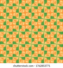 Vector seamless pattern texture background with geometric shapes, gradient colored in yellow and green colors.