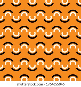 Vector seamless pattern texture background with geometric shapes, colored in orange, white and black colors.