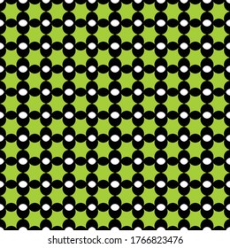 Vector seamless pattern texture background with geometric shapes, colored in green, black and white colors.