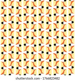 Vector seamless pattern texture background with geometric shapes, gradient colored in yellow, orange, black and white colors.