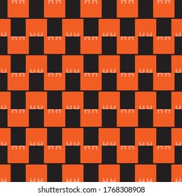 Vector seamless pattern texture background with geometric shapes, colored in orange and black colors.
