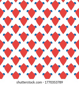 Vector seamless pattern texture background with geometric shapes, colored in red, blue and white colors.