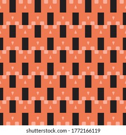 Vector seamless pattern texture background with geometric shapes, colored in orange and black colors.