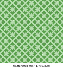 Vector seamless pattern texture background with geometric shapes, colored in green and white colors.