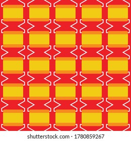 Vector seamless pattern texture background with geometric shapes, colored in red, orange, yellow and white colors.