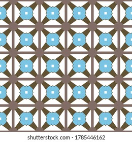 Vector seamless pattern texture background with geometric shapes, colored in blue, brown and white colors.