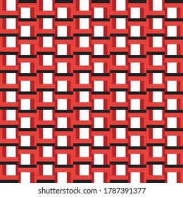 Vector seamless pattern texture background with geometric shapes, colored in red, white and black colors.