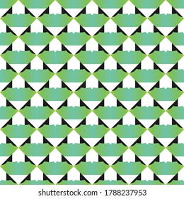 Vector seamless pattern texture background with geometric shapes, gradient colored in green, black and white colors.